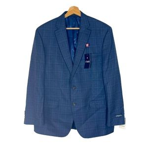 NWT Chaps Plaid Blazer Two Buttons Blue Sz 44 Regular